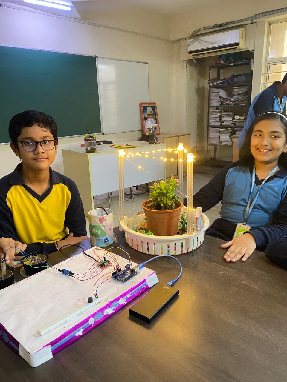 Students working together on sustainability project